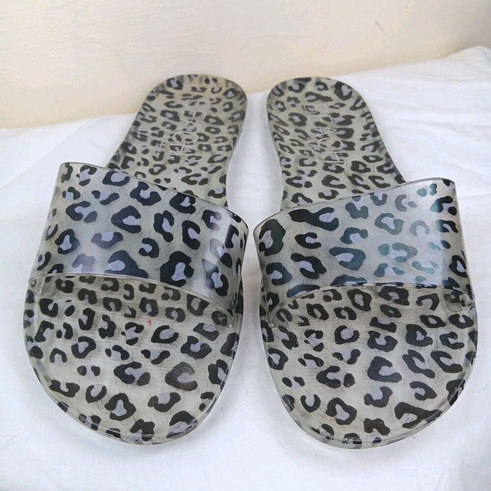 Matisse ANTHROPOLOGIE Flip Flop LEOPARD Jelly SLIDES Sandals ANIMAL PRINT Sz 8